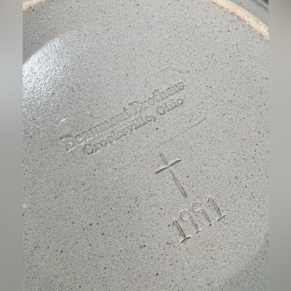 Beaumont Brothers pottery plate Salt-glaze Blue 3 dimensional Heart heavy - Picture 4 of 5